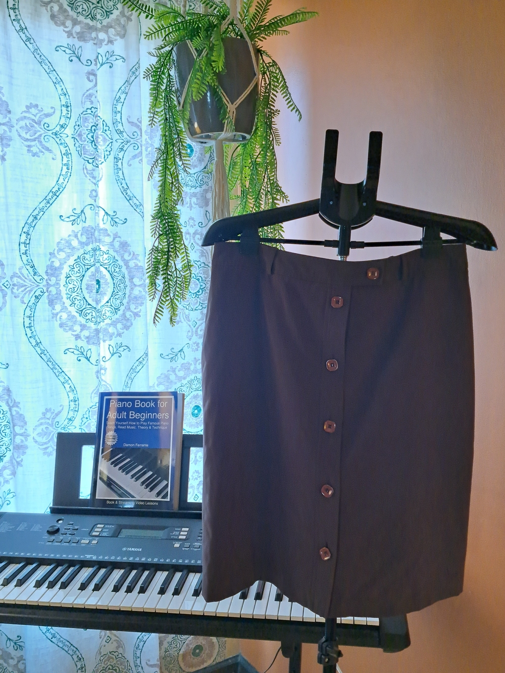 Josephine Chaus Brown Button-Front Midi Skirt